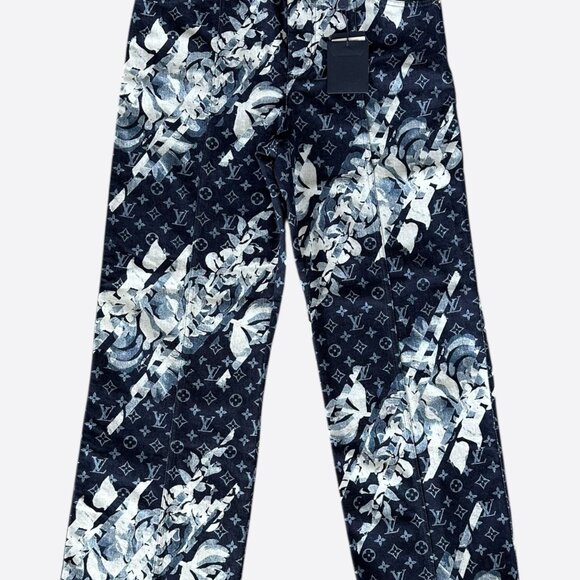 Louis Vuitton Blue Floral Monogram Jeans - Picture 1 of 8